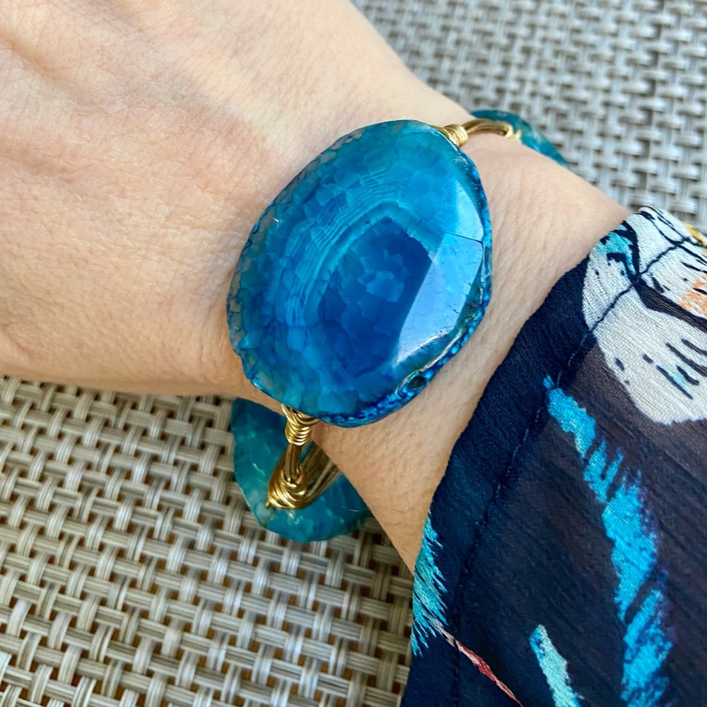 Bourbon and Bowties Blue Agate bracelet bangle